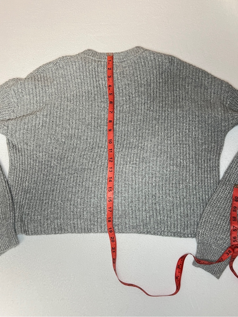 BP Nordstrom Gray Ribbed Knit Sweater Small Cropped Crewneck Capsule Cozy Top - Picture 6 of 6
